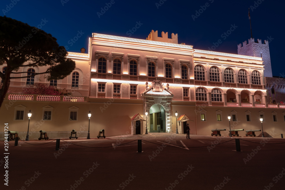 Prince's Palace of Monaco by night