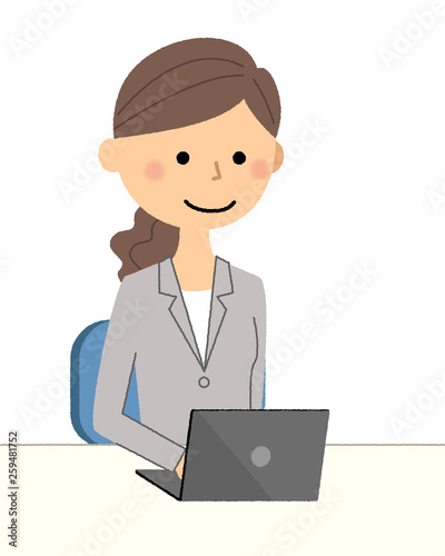 スーツの女性　ノートPC