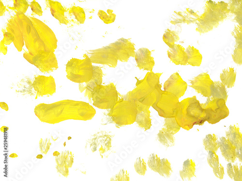 Yellow acrylic hand drawn brush spots texture