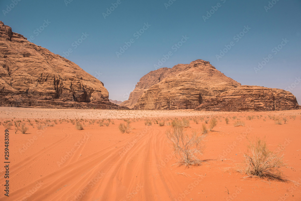Remote desert in Wadi Rum, Jordan