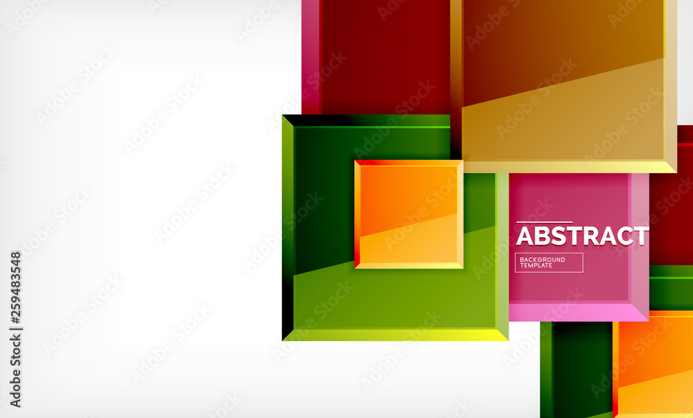 Fototapeta premium Square abstract background, glossy geometric design