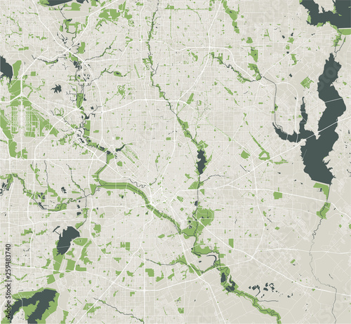 map of the city of Dallas, Texas, USA