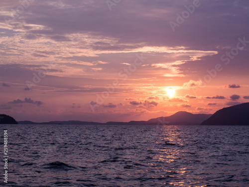 Sunset in ocean view at Phuket Thailand