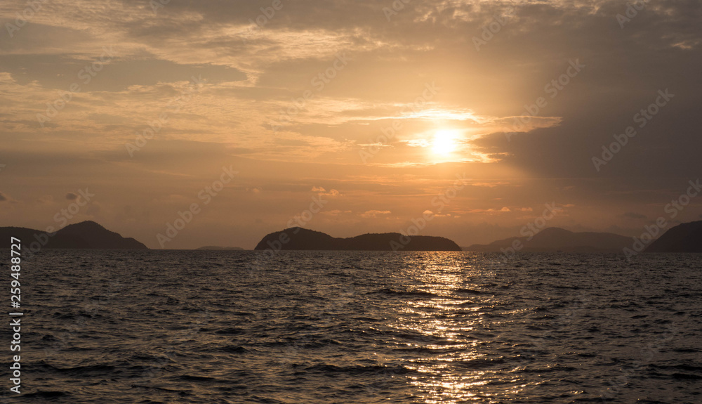 Sunset in ocean view at Phuket Thailand