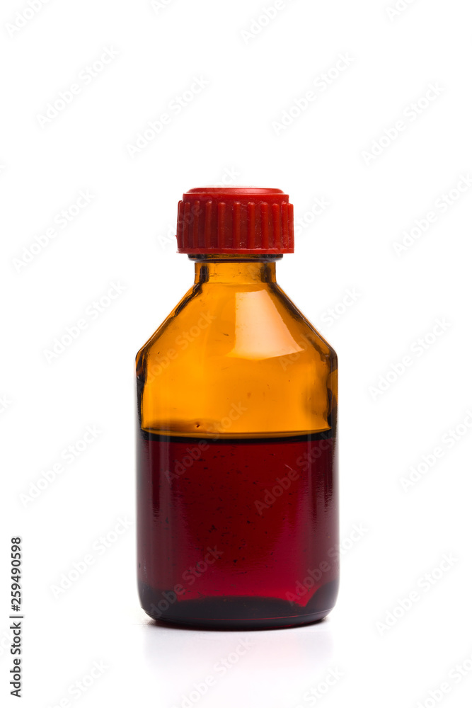 Medical glass bottle on a white background Medical glass bottle on a white background