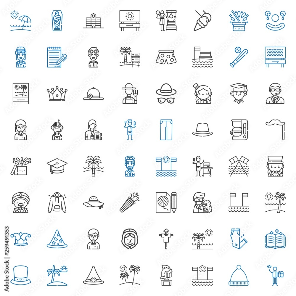 hat icons set hat icons set