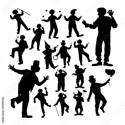 Clown attraction silhouettes. Good use for symbol, logo, web icon,  mascot, sign, or any design you want.