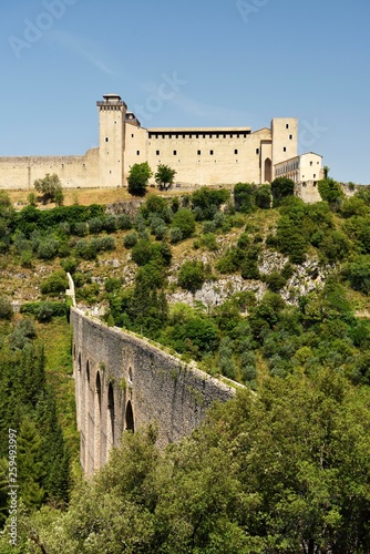 The Tower's Bridge with the Rocca Albornoziana fortress, Spoleto, Umbria, Italy, Europe photo