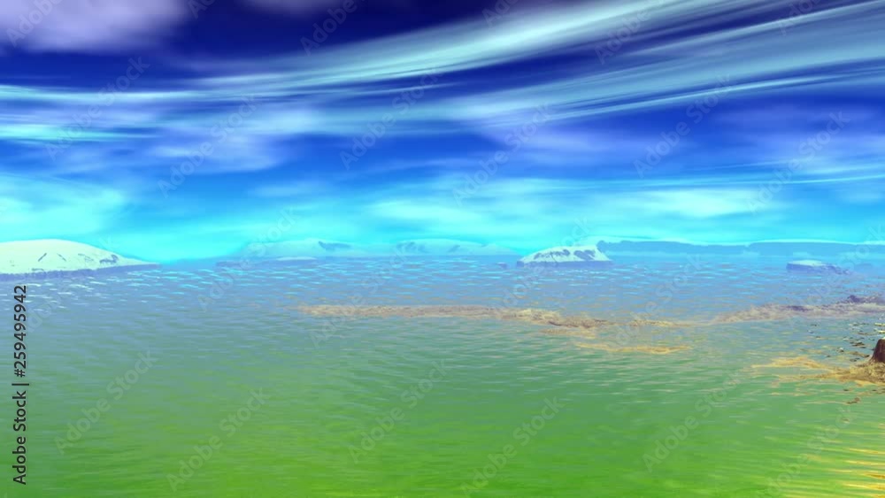 Alien Planet. Mountain and water. Animation. Panorama. 4K Alien Planet. Mountain and water. Animation. Panorama. 4K