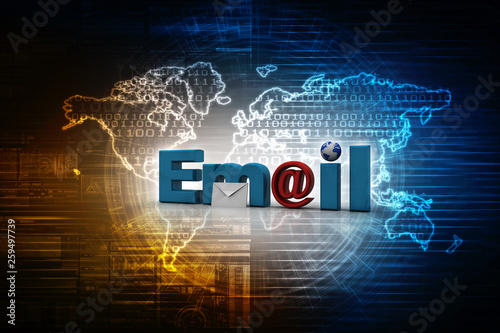 3d rendering Envelope with e mail 