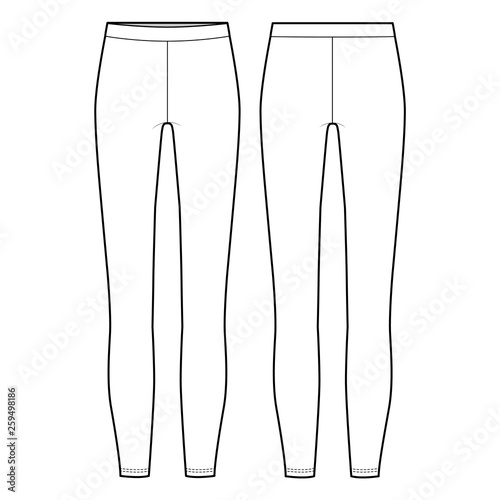 LEGGINGS pants fashion flat sketch template