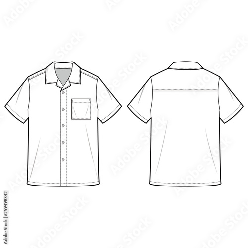 SHORT SLEEVE SHIRTS fashion flat sketch template