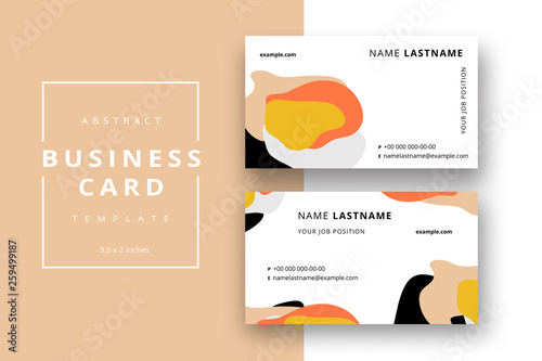 Trendy minimal abstract business card template. Modern corporate stationery id layout with geometric pattern. Vector fashion background design with information sample name text.