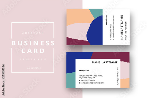 Trendy minimal abstract business card template. Modern corporate stationery id layout with geometric pattern. Vector fashion background design with information sample name text.