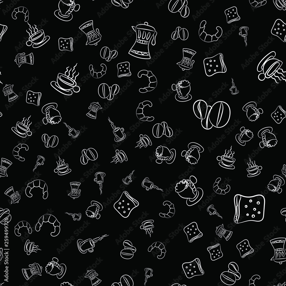 Coffee seamless vector pattern for Cup mug, restaurant or cafe menu design Coffee seamless vector pattern for Cup mug, restaurant or cafe menu design