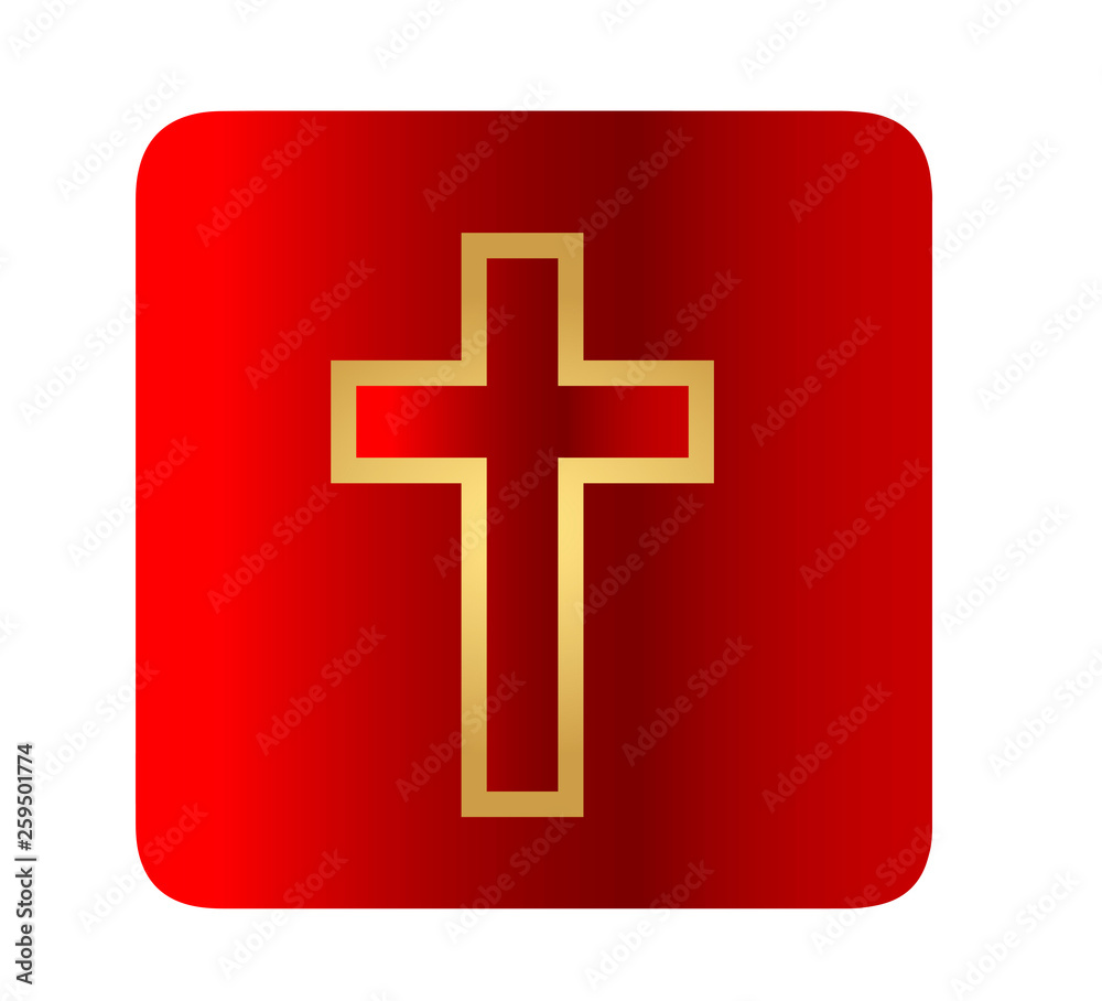 Gold vector cross mark icon - Happy Easter holiday.