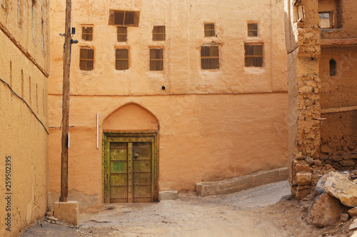 Old mud houses in the abandoned village of Al Hamra,Oman