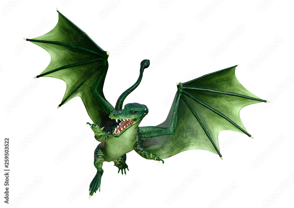 Naklejka premium 3D Rendering Fairy Tale Dragon on White