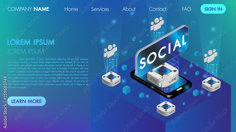 Virtual reality social communication concept with technology connect intelligence icon.Can use for web banner, machine programming, infographics neural network.isometric vector illustration. Virtual reality social communication concept with technology connect intelligence icon.Can use for web banner, machine programming, infographics neural network.isometric vector illustration.