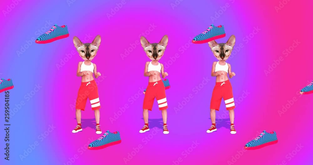 Animation minimal design. Dancing Cat urban style Animation minimal design. Dancing Cat urban style
