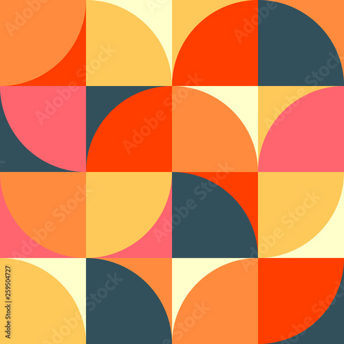 Geometric simple colored seamless pattern. Abstract minimalist poster. Scandinavian background