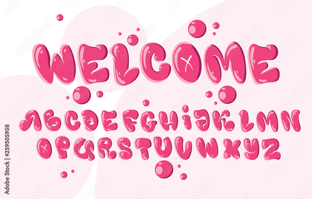 Bubble font or alphabet. ABC. Vector typography