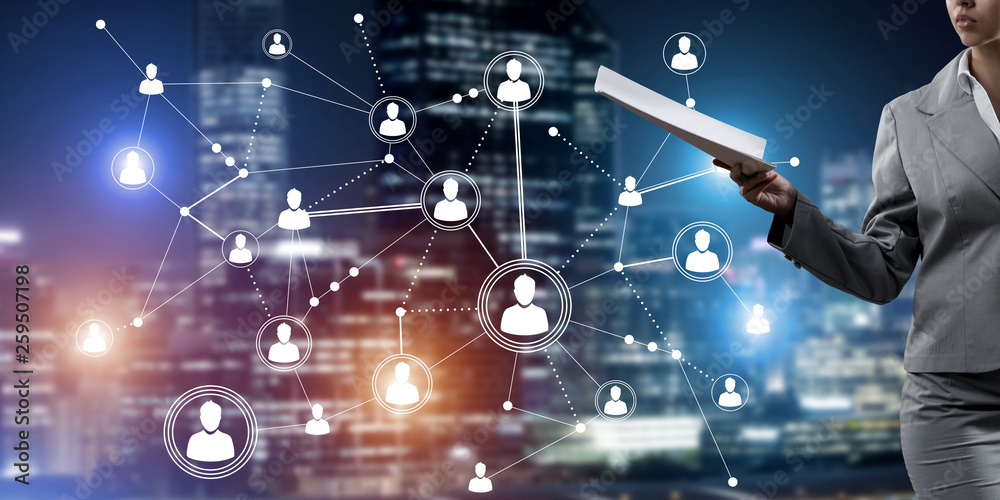 Fototapeta premium Concept of modern business networking that connect and cooperate people