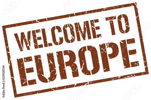 welcome to europe stamp