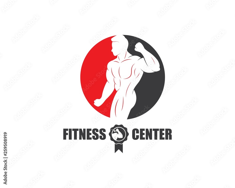Bodybuilder Logo Template. Vector object and Icons for Sport Label, Gym Badge, Fitness Logo Bodybuilder Logo Template. Vector object and Icons for Sport Label, Gym Badge, Fitness Logo