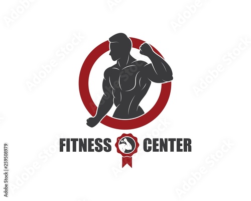 Bodybuilder Logo Template. Vector object and Icons for Sport Label, Gym Badge, Fitness Logo