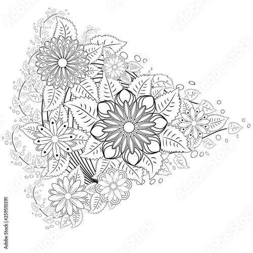 Henna tattoo doodle elements on white background. Abstract floral elements in Indian style. Ethnic ornament  coloring book.