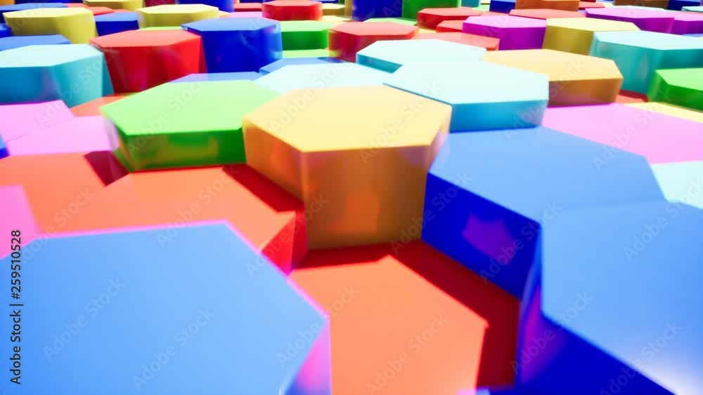 Abstract color hexagon intro for video