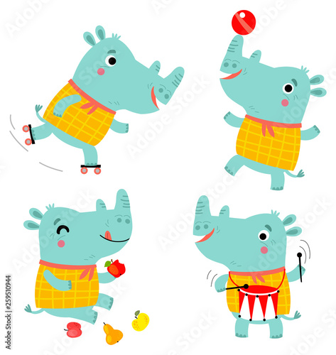 funny rhinos vector characters