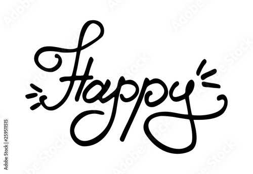 Happy lettering on a white background