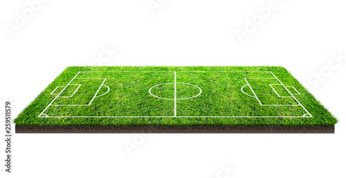 Football field or soccer field on green grass pattern texture isolated on white background with clipping path. Soccer stadium background.