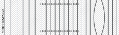 Fotografie, Obraz Set of realistic prison metal bars isolated on transparent background