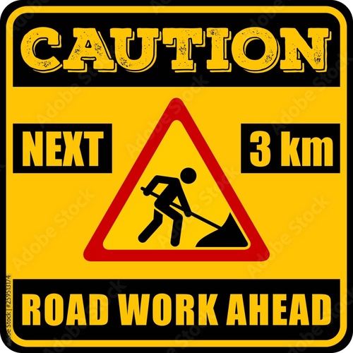 Road Work Ahead Sign isolated on white background. Vector illustration.