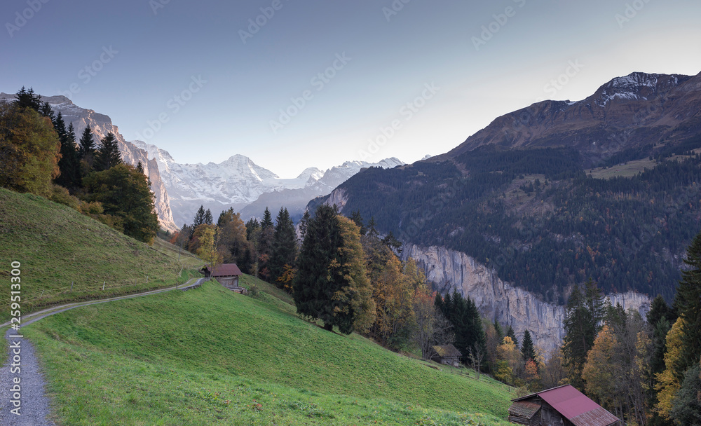 Alpine scenic views in swiss alps