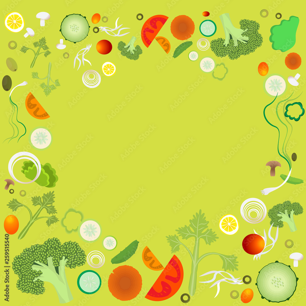 Vegetable pattern frame for web and print Vegetable pattern frame for web and print