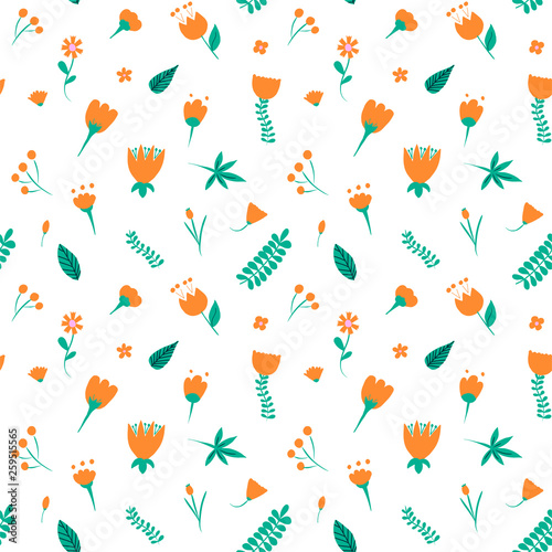 Hand Drawn floral seamless pattern.