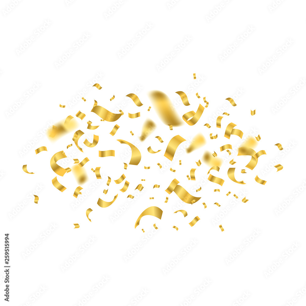 Falling Shiny Golden Confetti Round on a White Background. Vector Falling Shiny Golden Confetti Round on a White Background. Vector