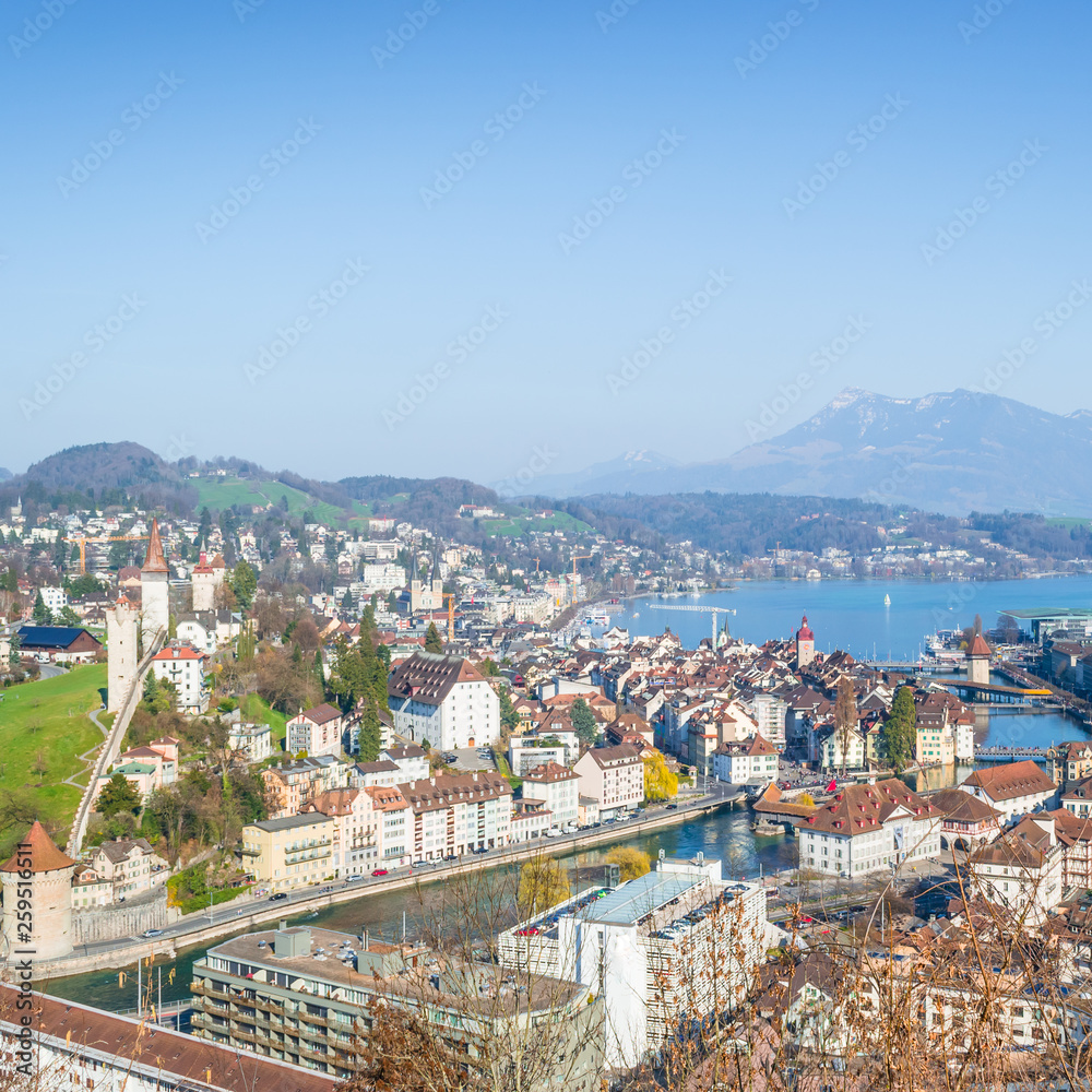 Top view of the city of Lucerne.
