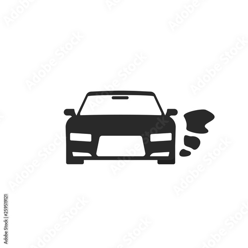 Car or vehicle engine running icon vector, black an white pictogram of automobile parked with started engine symbol isolated silhouette clipart