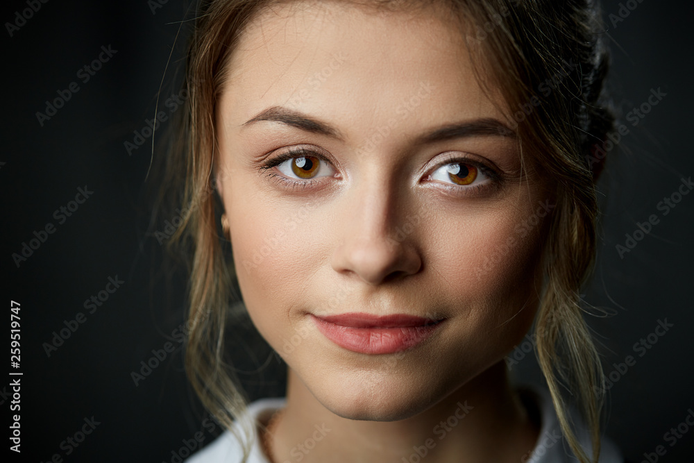 Close up beauty portrait on dark background Close up beauty portrait on dark background