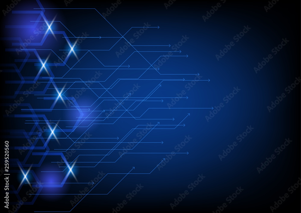 Abstract digital technology background with line and light explosion, Vector illustration.