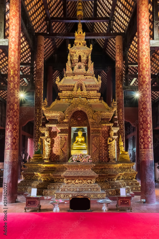 principle Buddha image of the first grade royal monastery, Wat Phra Singh Woramahaviharn, Changmai province, Thailand since 1935