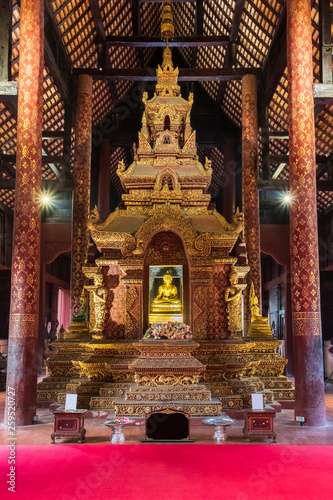 principle Buddha image of the first grade royal monastery, Wat Phra Singh Woramahaviharn, Changmai province, Thailand since 1935 photo