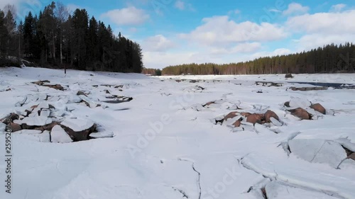 Frozen river in springtime. photo