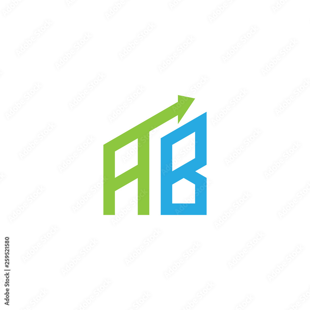 initial letter AB logo with growing arrows initial letter AB logo with growing arrows