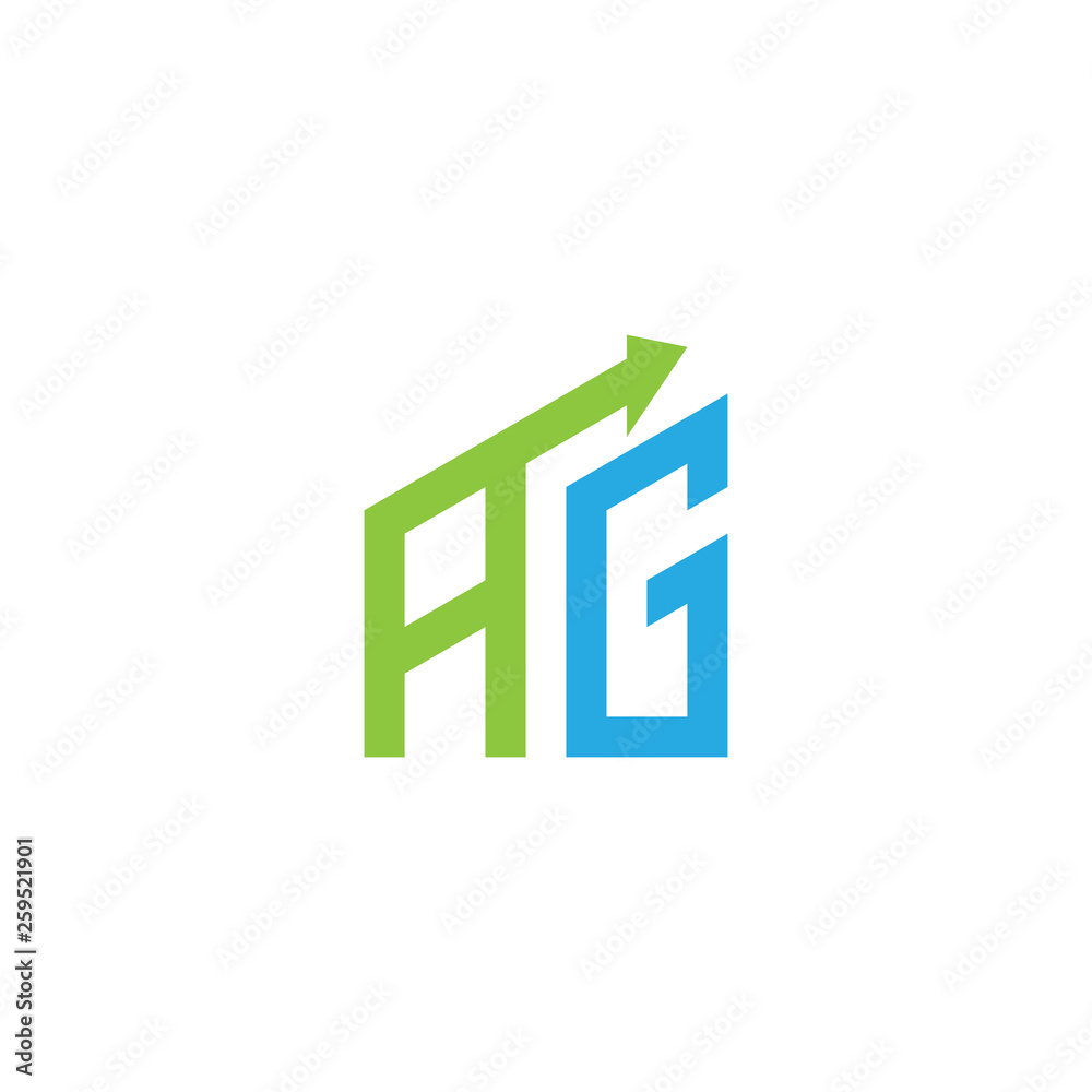 initial letter AG logo with growing arrows